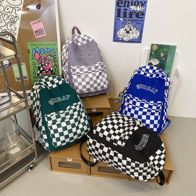 School Bags DCIMOR Letter Printing Women Backpack Female Cool Nylon Travel Bag Fashion Plaid Portable Schoolbag College Girls Bookbag 230926