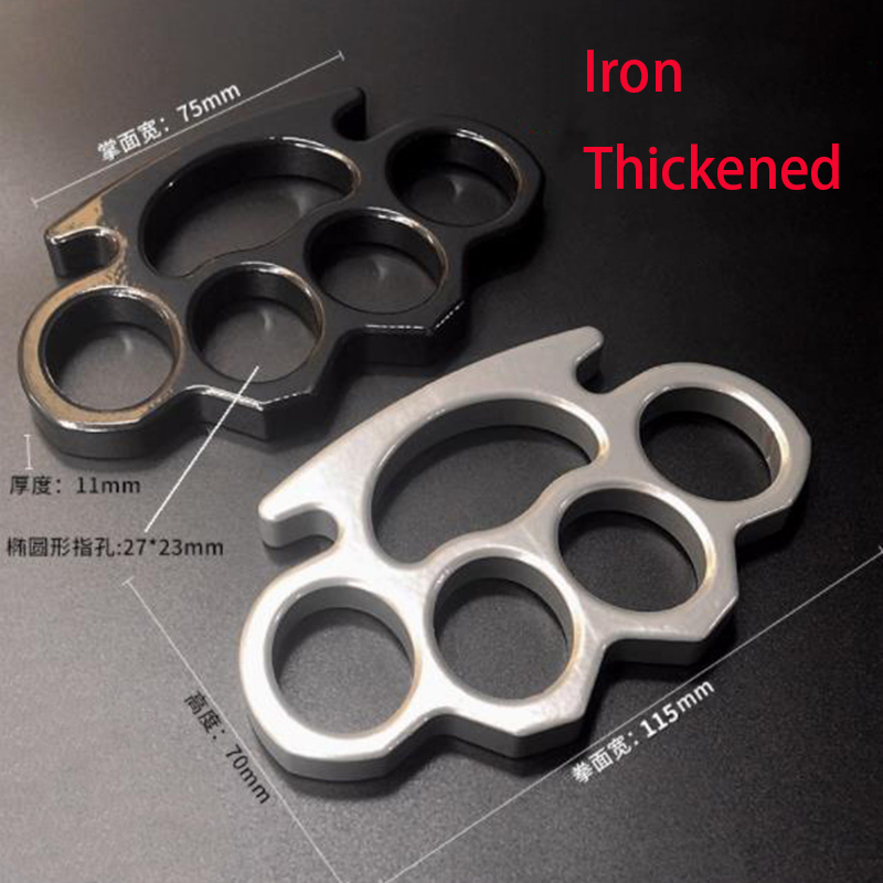 Iron Thickened Metal Knuckle Duster - Outdoor Self-Defense Finger Buckle for Fitness Training, Boxing, and Emergency Broken Window Tool EDC