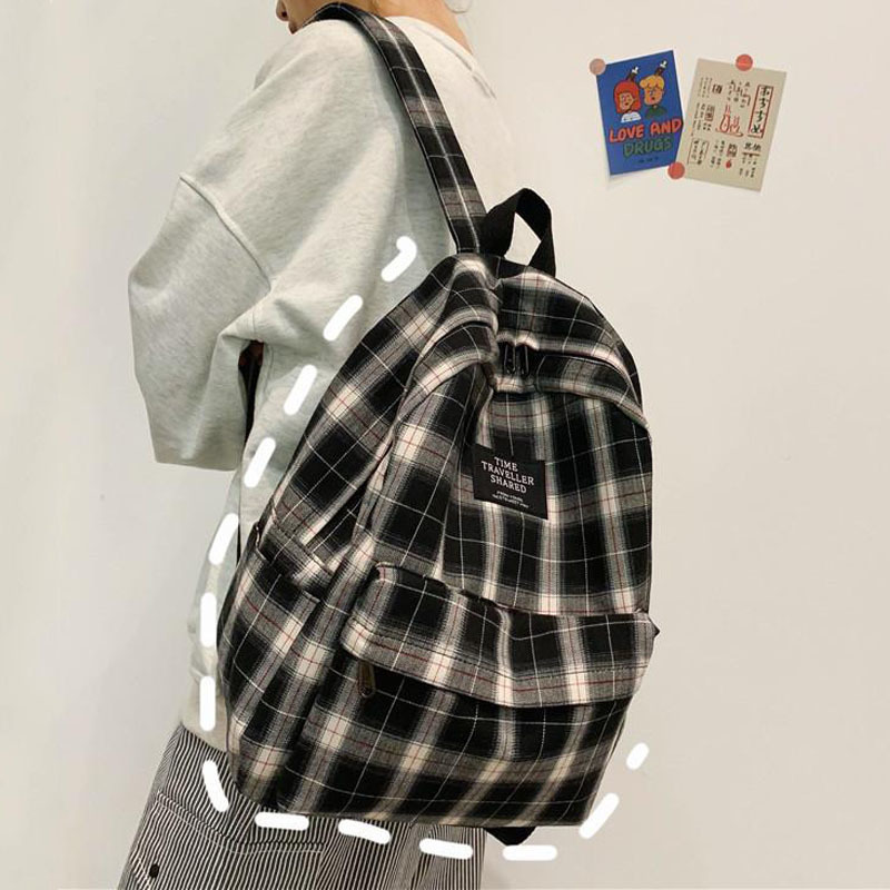 School Bags Fashion Plaid Canva s Backpack Student Backpacks Teenage Girl Large Capacity Waterproof Travel Rucksack 230926