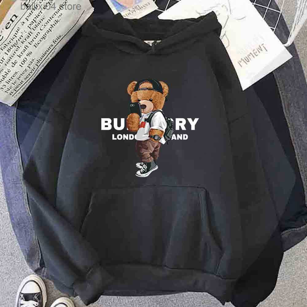 Men's Hoodies Sweatshirts Bear Harajuku Anime Hoodies Women's Hoody Luxury Brand Cotton Long Sleeve Sweatshirt Pullover Fashion Female Clothing Streetwear T250929