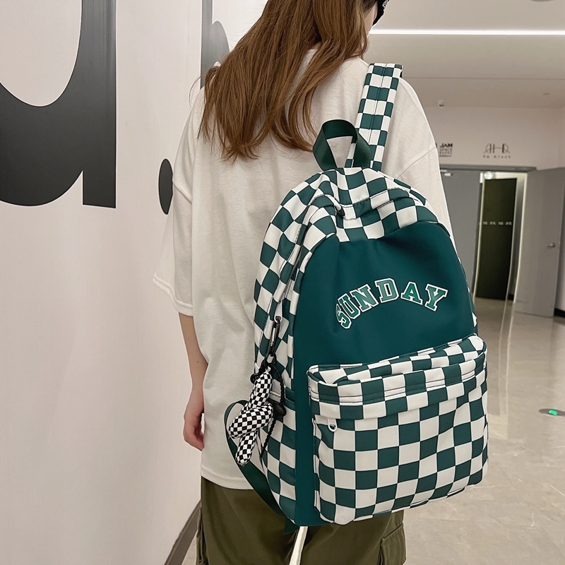 School Bags DCIMOR Letter Printing Women Backpack Female Cool Nylon Travel Bag Fashion Plaid Portable Schoolbag College Girls Bookbag 230926