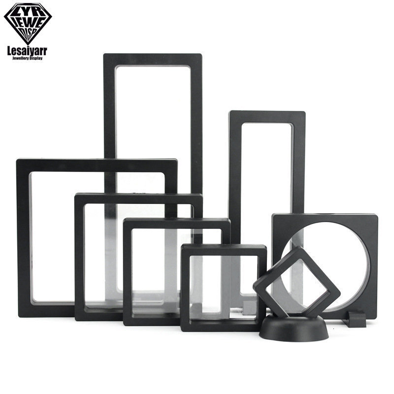 Jewelry Boxes PE Film Storage Box 3D Packaging Case Gemstone Free Stand Floating Frame Membrane Ring Earrings Necklace Display Holder 230926
