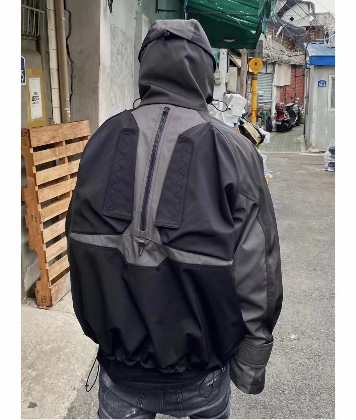 Fashion Brand UNDERMYCAR Jacket Ninja Functional Zipper Hooded Tactical Jacket Men's Trendy Armor Charge Coat Black Grey Splice Coat Jacket Men O