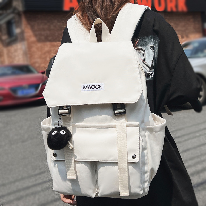 School Bags Fashion Women White Laptop Waterproof College Bag Student Lady Cute Book Backpack Trendy Female Travel Nylon Girl 230926