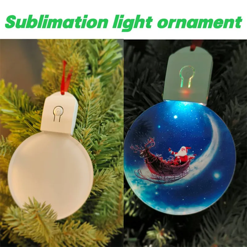 Sublimation Acrylic Christmas Lamplight Pendant Heat Transfer Printing Festival Ornaments Decoration DIY 2024 new year 0926