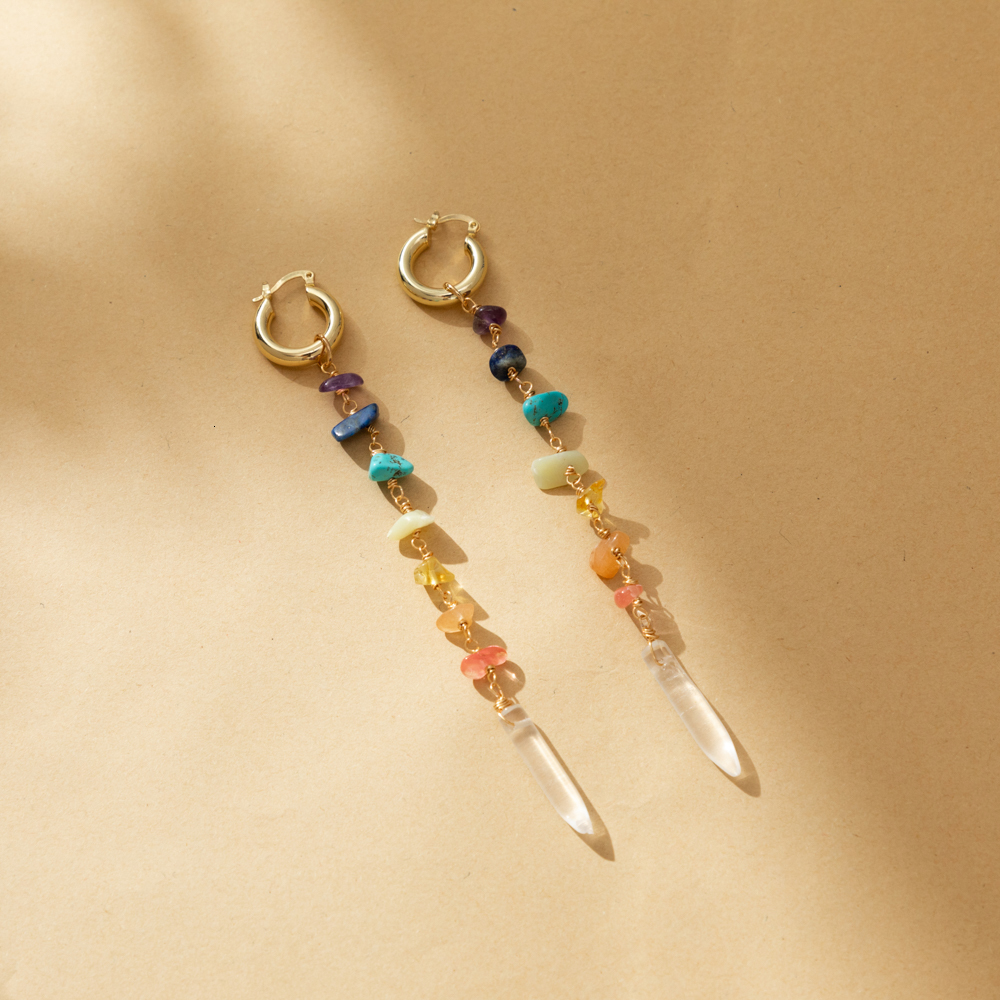 Hoop Huggie Fashion Women s Street Earrings Colorful Irregular Natural Stone Pendant Jewelry Wholesale Direct Marketing 230926