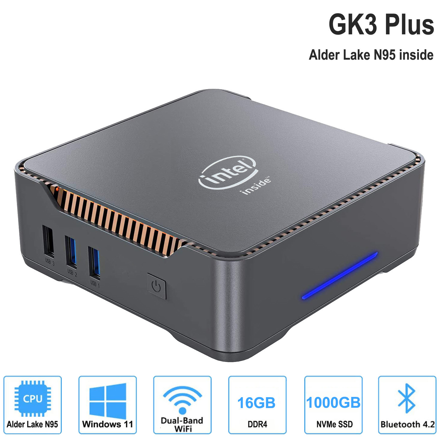 Mini PCs GK3 Mini PC Intel Celeron N5105 or Alder Lake N95 16GB DDR4 Crucial P3 NVMe Windows 11 Pro Gaming Computer 4K VGA Win 11 230925