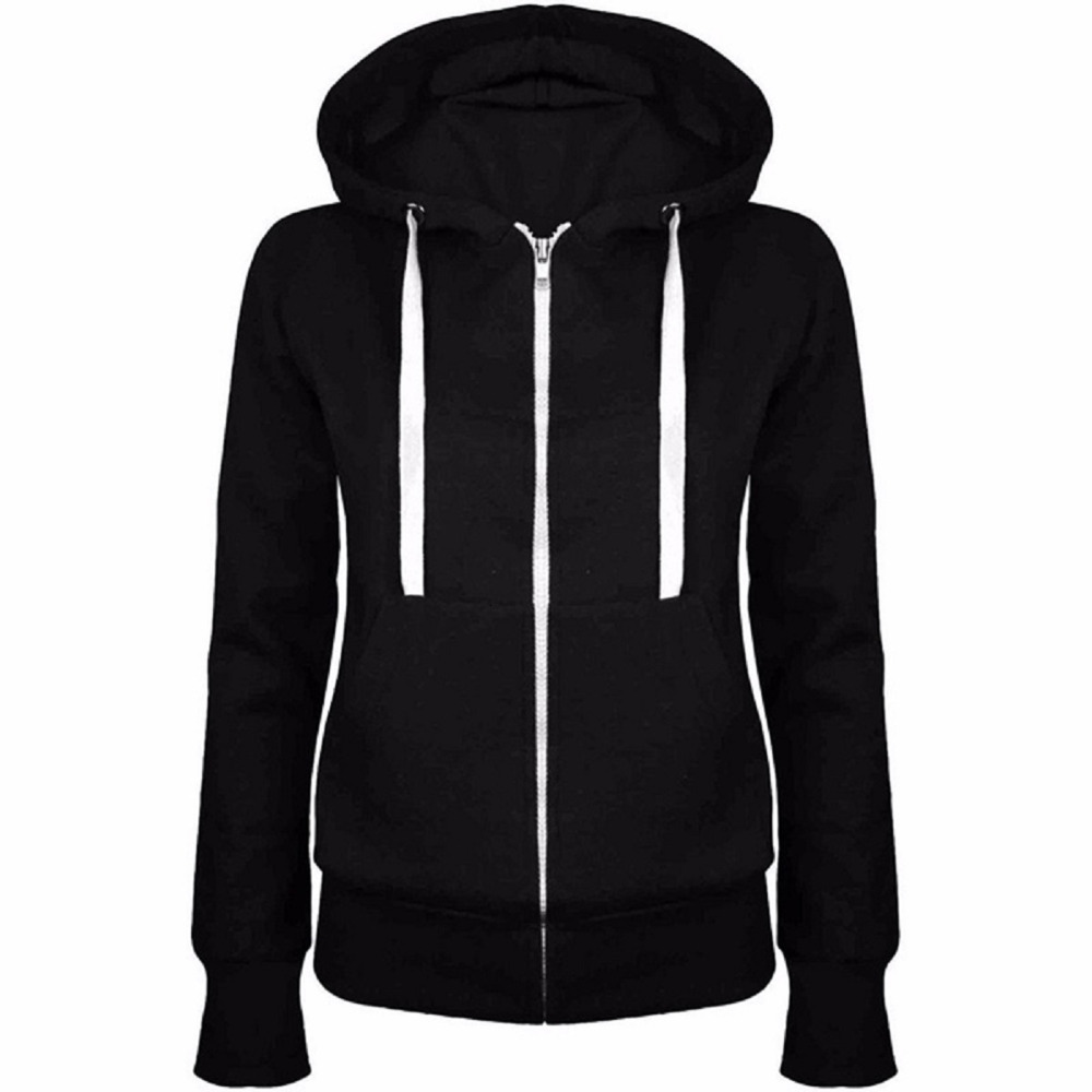 Women's Hoodies Sweatshirts Solid Women Sweatshirt Hoodies Zipper Autumn Spring Fashion Casual Black Hooded Sweatshirt Long Sleeve Coat Pullovers
