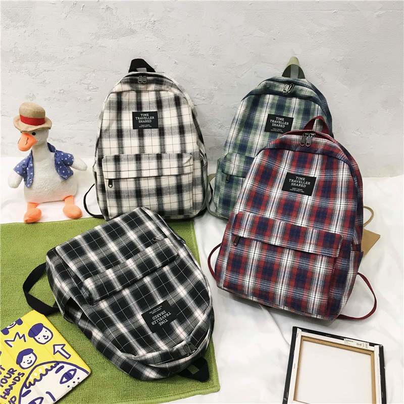 School Bags Fashion Plaid Canva s Backpack Student Backpacks Teenage Girl Large Capacity Waterproof Travel Rucksack 230926