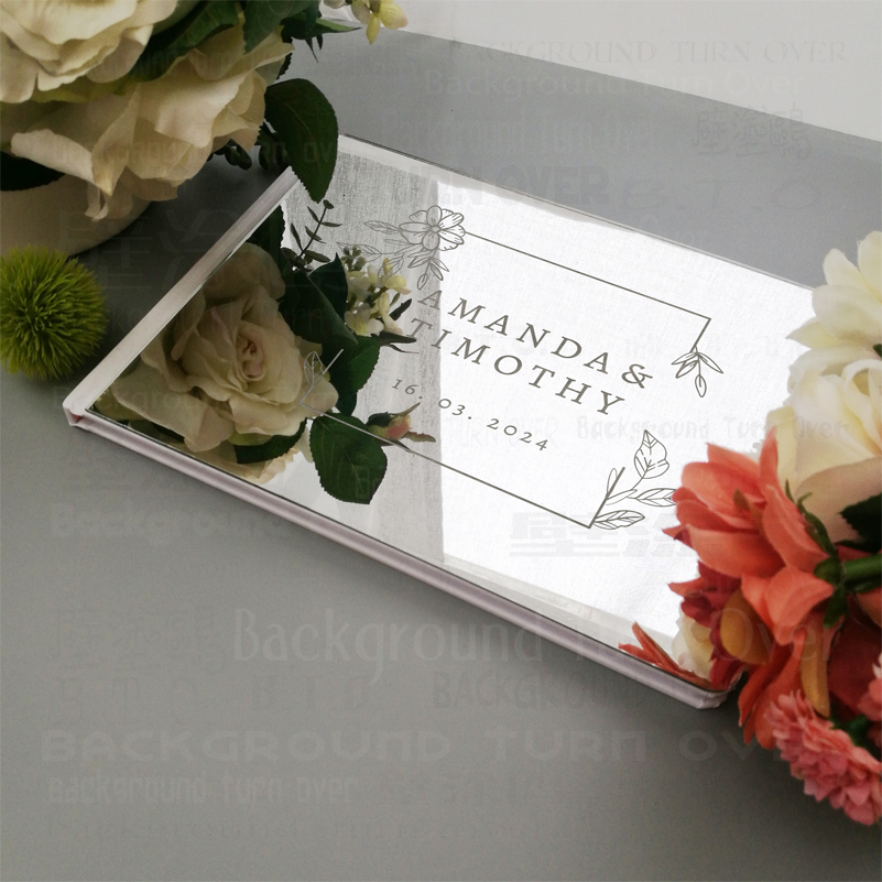Other Event Party Supplies Wedding Guest Book Guestbook Custom Mirror Personalized Party White Signature Decor Customized Names Date Golden Silver G05