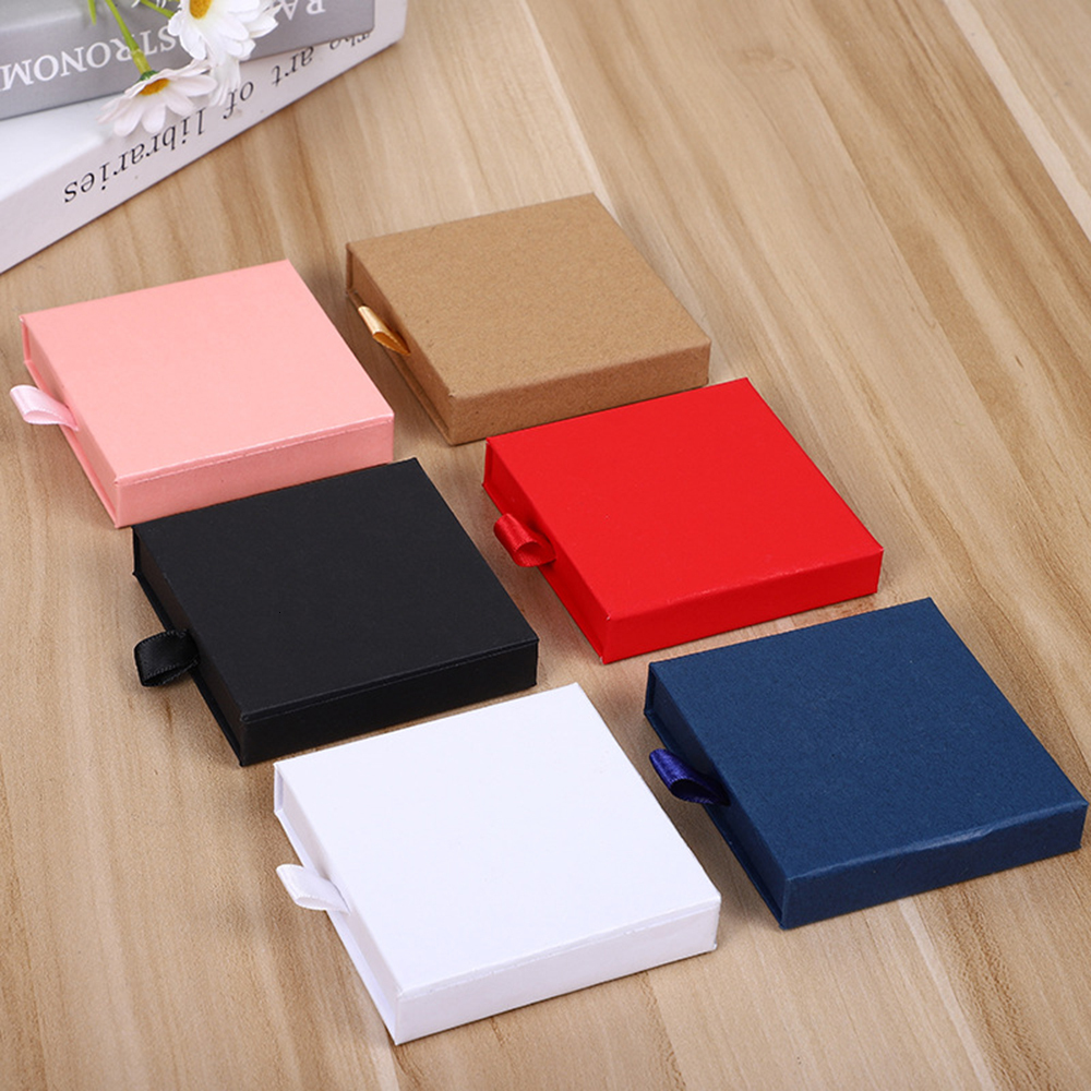 Jewelry Boxes 1Pc Thick Kraft Paper Drawer Box Greeting Card for Necklace Bracelet Ring Gift Display Case Packaging Cardboard 230926
