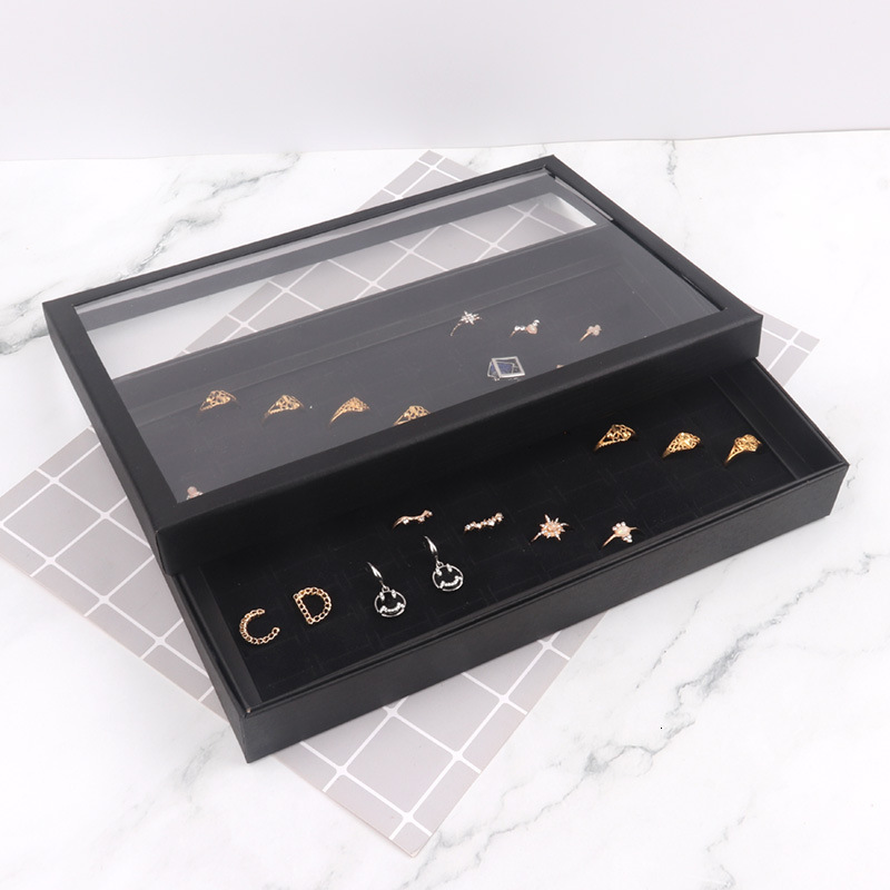 Jewelry Boxes 100 Slots Rings Display Stand Storage Box Ring Organizer Holder Show Case Casket 230926