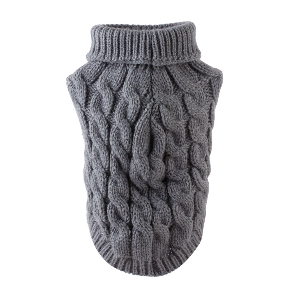 Dog Knitted Sweaters - Turtleneck - Classic Cable Knit Dog Jumper Coat Warm Sweartershirts Outfits for Dogs Cats in Autumn Winter - view 5
