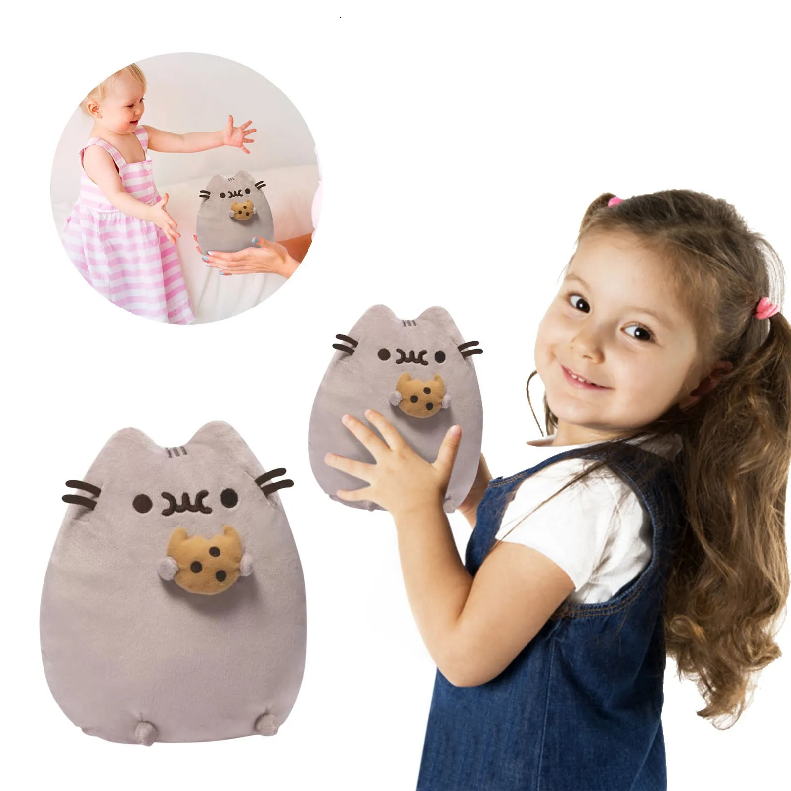 Plush Dolls Kawaii Chubby Cat Cute Cartoon Fat Kitten Plush Stuffed Toys Soft Pillow Cookie Cat Animal Dolls Cuddly Decor Children Gifts 230927