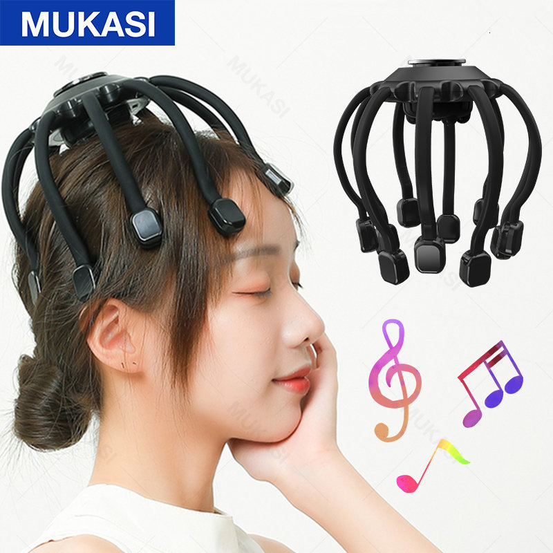 Head Massager Electric Head Massager Octopus Scalp Massage Bluetooth Music Vibration Head Scratcher For Relax Stress Relief Improve Sleep 230926