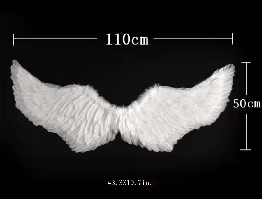 Women Angel Feather Wing with Elastic Straps Swallow Shape Halloween Party Divine Fairy Goddess Queen Costume Accessories 43.3X19.7inch