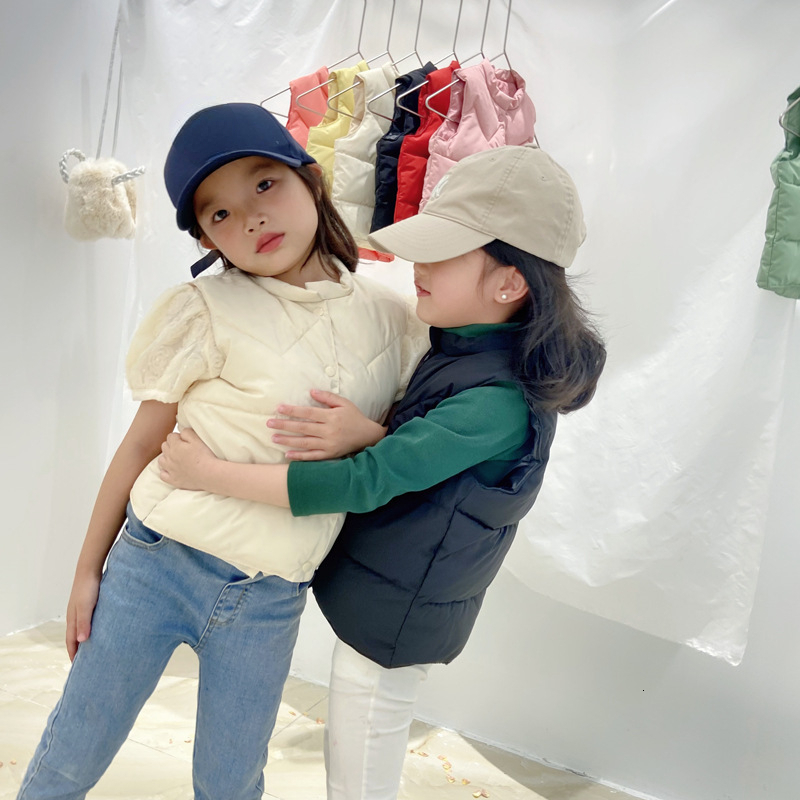 Waistcoat Korean Kids Warm Vest Winter Girls Boys Thicken Waistcoat Outerwear Children Teens Cotton Solid Color Jackets Vest for 1-6Years 230926