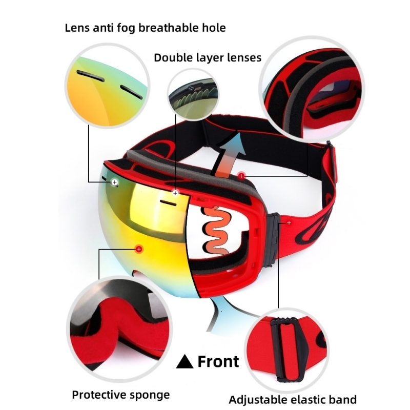 Outdoor Eyewear Snapon Double Layer Lens PC Skiing Antifog UV400 Snowboard Goggles Men Women Ski Case 230926 - view 4