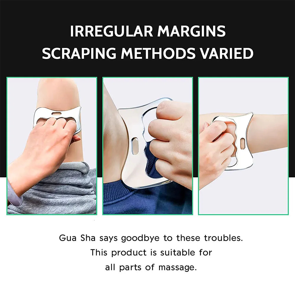 Back Massager Stainless Steel Gua Sha Massager Muscle Scraper Metal Scraping Tool Body Deep Tissue Fascia Face Relaxation Massage Body Shaping 230927