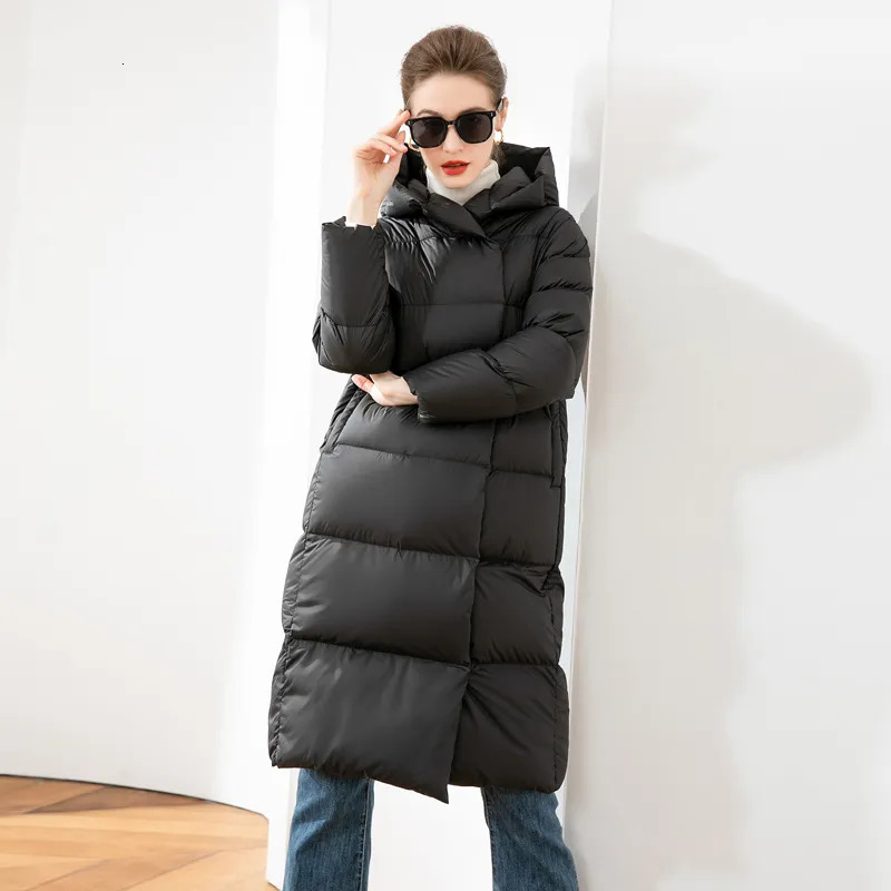 Womens Down Parkas Winter Coat Women Ultra Light Long Puffer Jacket Female Cusual Warm Thickening with Hood Outerear Overcoat Lady 230927
