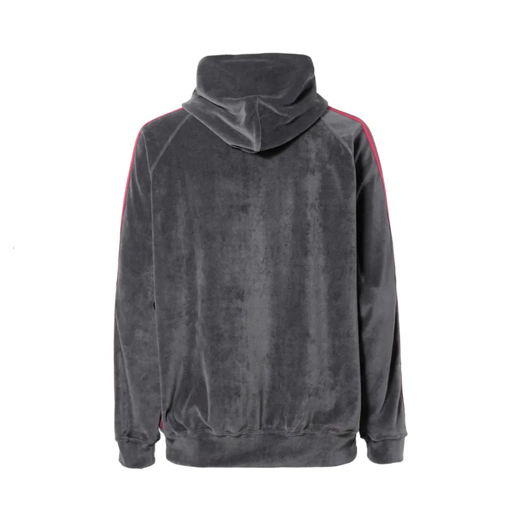Mens Hoodies Sweatshirts Vintage Dark Grey Velvet Needles Hoodie Men Women 1 Oversized Red Embroidery Butterfly AWGE Pullover Hip Hop 230927