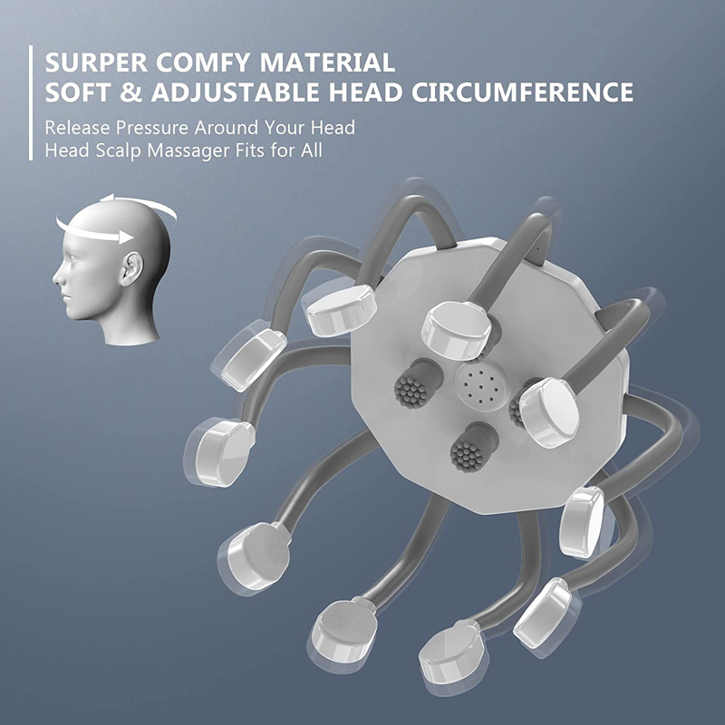 Head Massager KTS Electric Head Massager Octopus Scalp Massage Music 5 Modes 14 Vibrating Contacts Red Light Therapy For Relax Stress Relief 230926