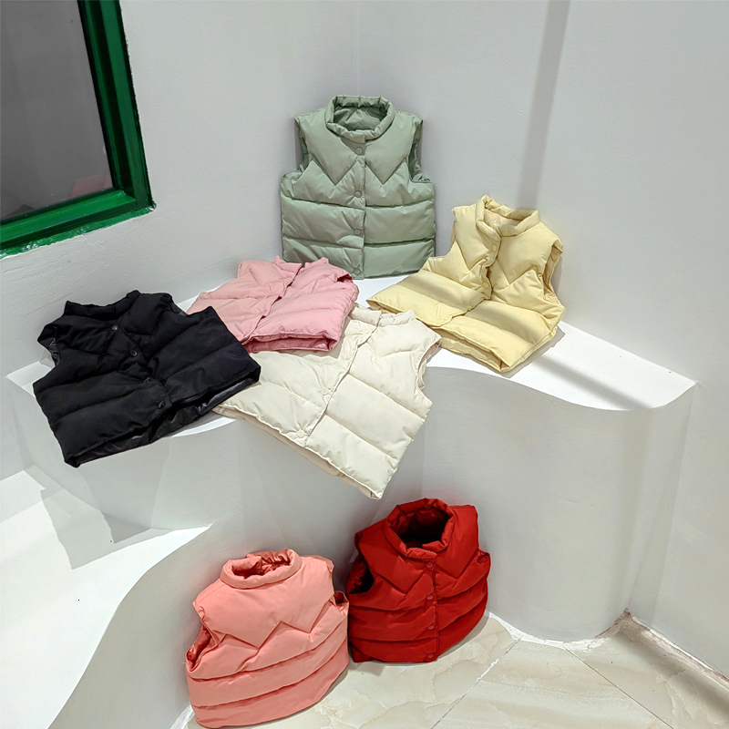Waistcoat Korean Kids Warm Vest Winter Girls Boys Thicken Waistcoat Outerwear Children Teens Cotton Solid Color Jackets Vest for 1-6Years 230926