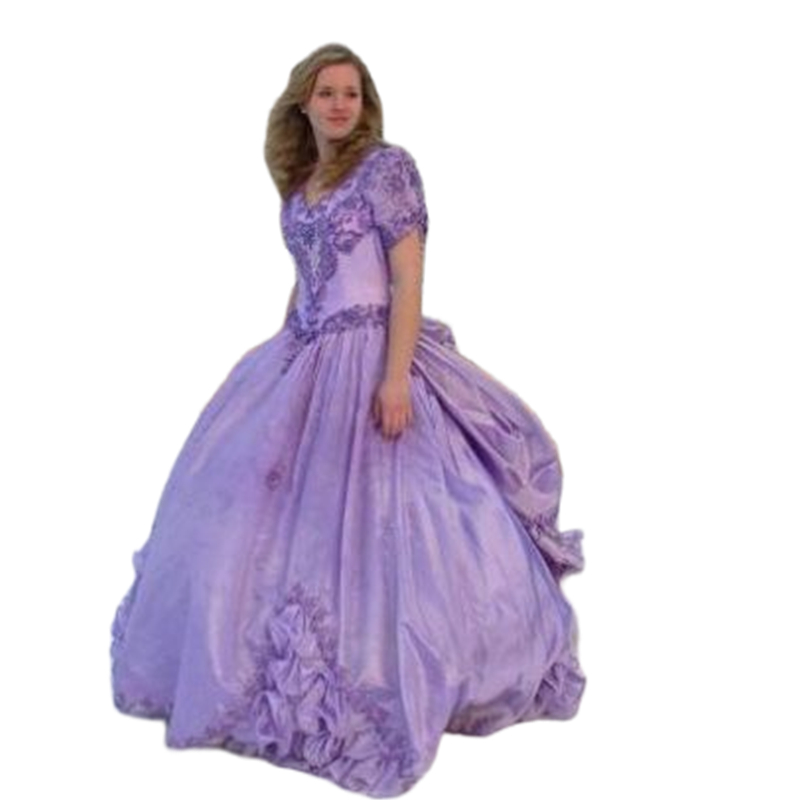 Vintage Victorian Princess Lilac Quinceanera Dresses Tiered Bustle Ball Gown Sweet 16 Dress Girls Party Prom Special Occasion Gowns Puffy Vestido de 1