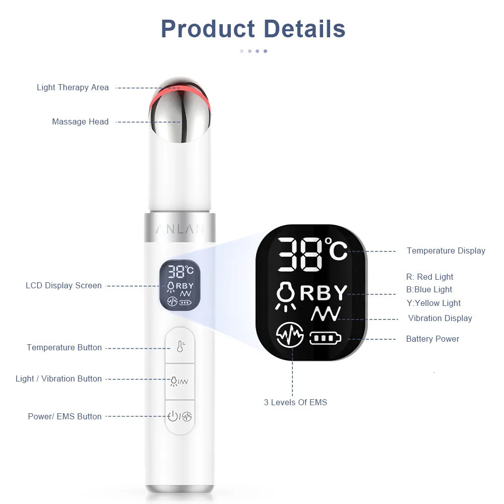 Face Care Devices ANLAN EMS Electric Eye Massager Eye Skin Lift Anti Age Wrinkle Skin Care Tool Vibration Massage Relax Eyes Po 230927