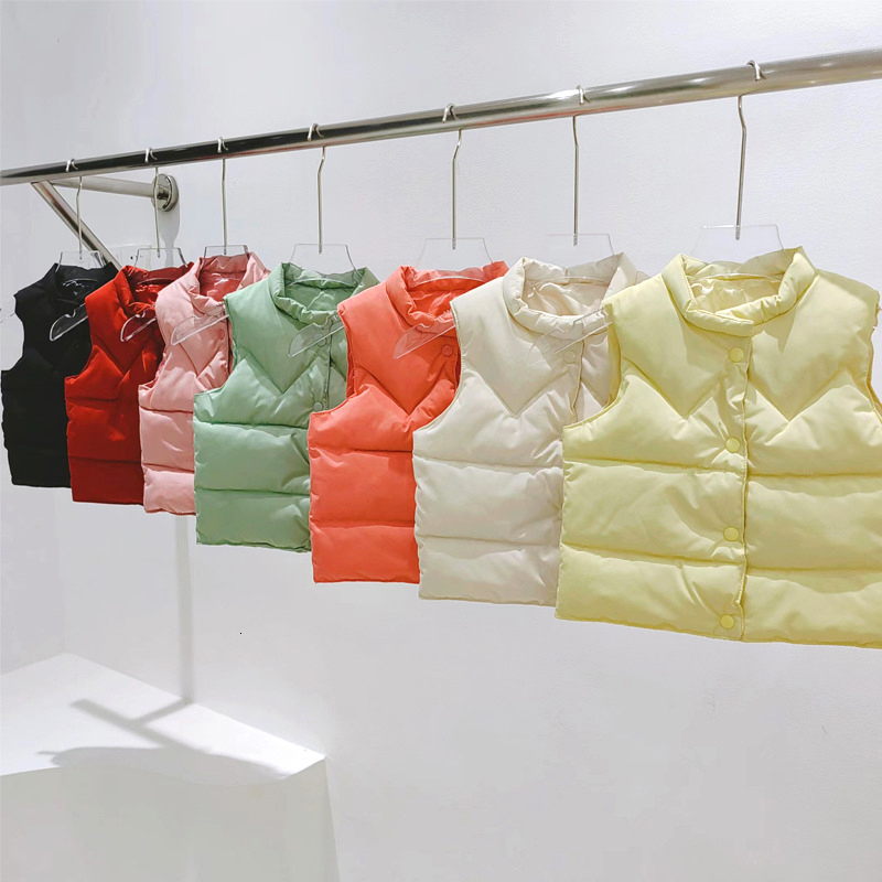 Waistcoat Korean Kids Warm Vest Winter Girls Boys Thicken Waistcoat Outerwear Children Teens Cotton Solid Color Jackets Vest for 1-6Years 230926