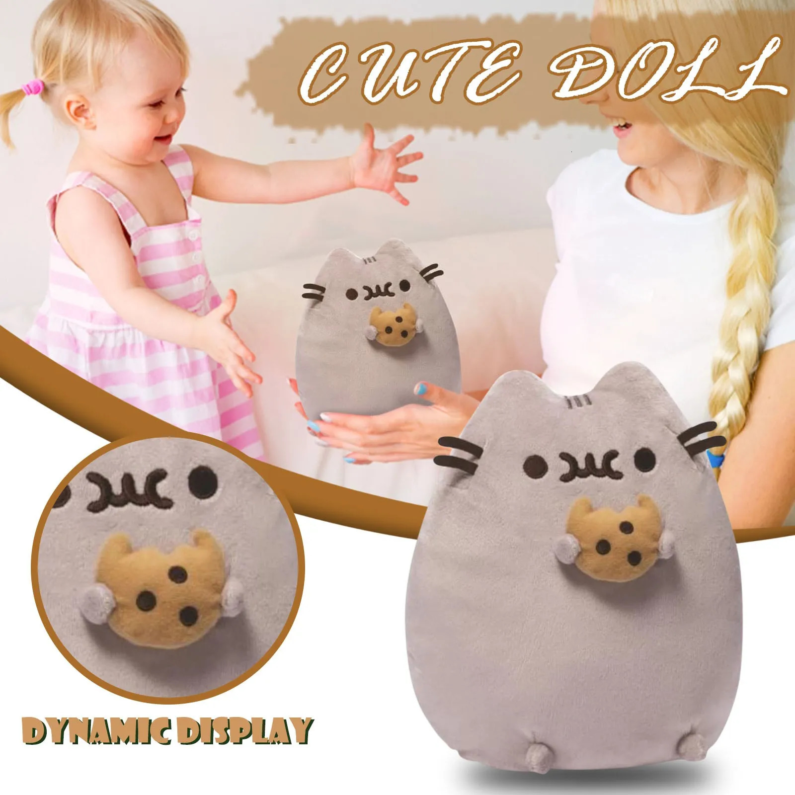 Plush Dolls Kawaii Chubby Cat Cute Cartoon Fat Kitten Plush Stuffed Toys Soft Pillow Cookie Cat Animal Dolls Cuddly Decor Children Gifts 230927