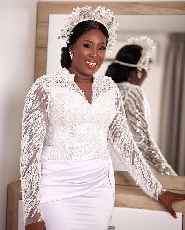 2023 Oct Arabic Aso Ebi Plus Size Pearls Mermaid Wedding Dress Sequined Lace Satin Bridal Gowns Dresses ZJ202