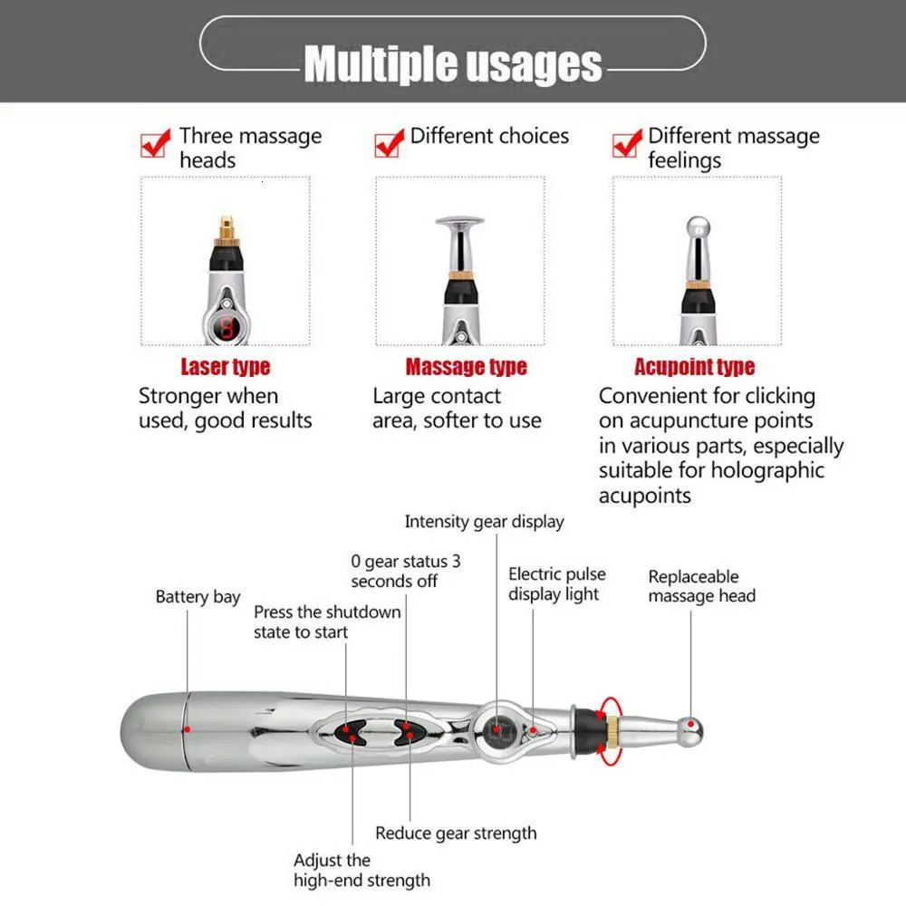 Face Massager Multi-Function Electronic Acupuncture Massage Pen Smart Pulse Meridian Energy Pen Pain Relief for Back Neck Face Beauty Roller 230927