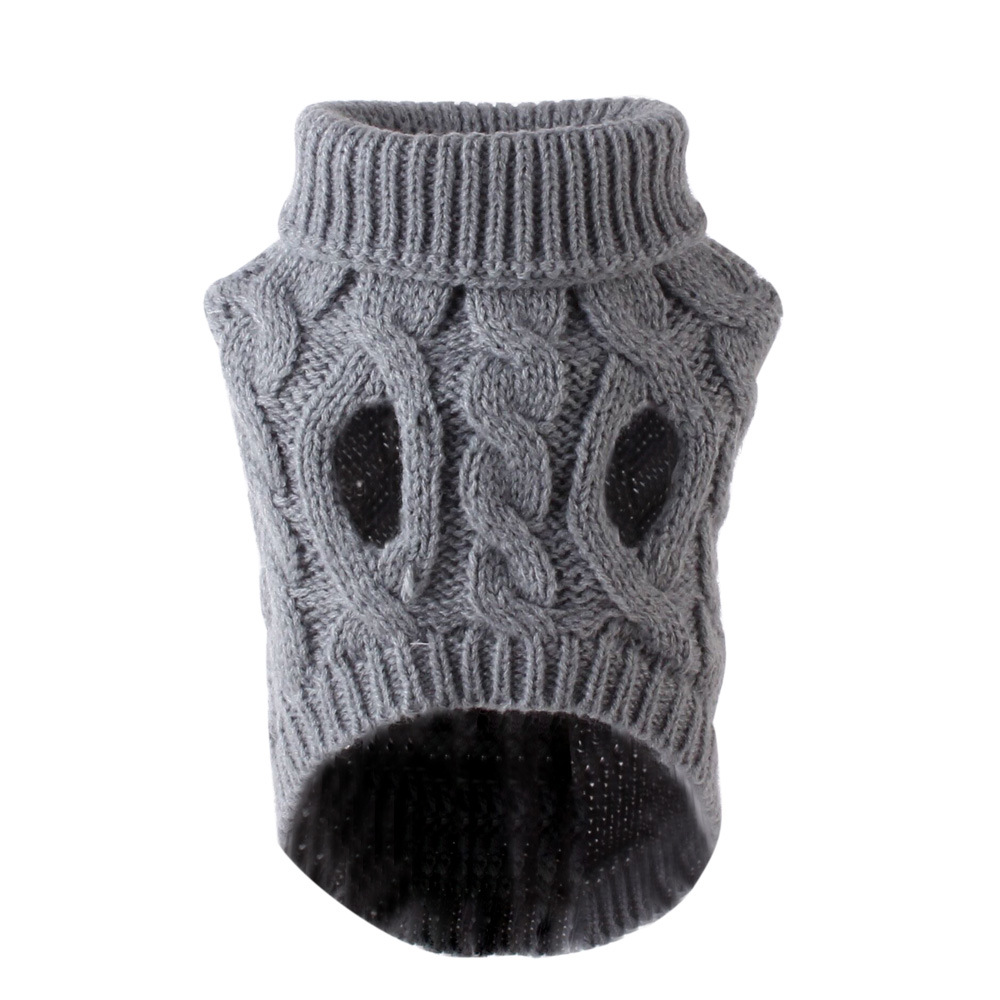 Dog Knitted Sweaters - Turtleneck - Classic Cable Knit Dog Jumper Coat Warm Sweartershirts Outfits for Dogs Cats in Autumn Winter - view 6