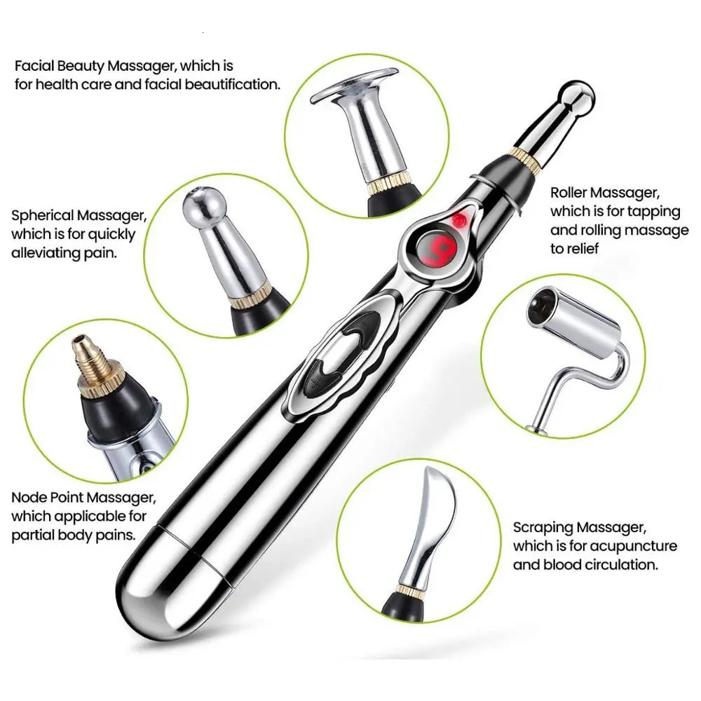 Face Massager Multi-Function Electronic Acupuncture Massage Pen Smart Pulse Meridian Energy Pen Pain Relief for Back Neck Face Beauty Roller 230927