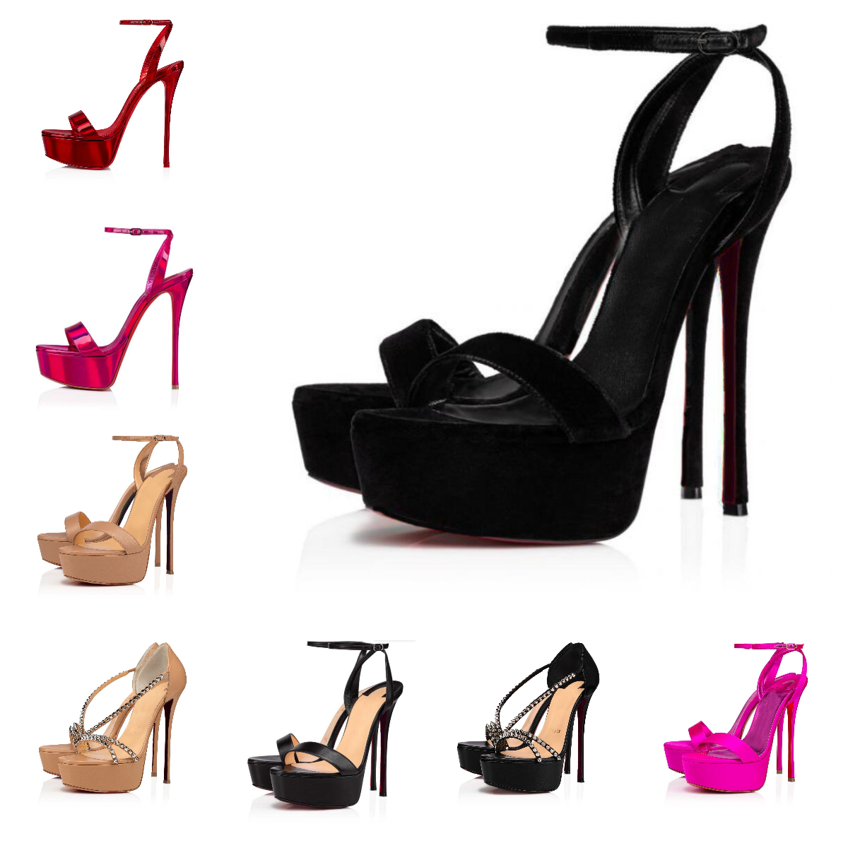Womens sandal High Heels platform shoes Queen Alta Black Woman Platforms heel leathe red bottoms Christians Louboutins louboutinheel loubitons louboutinr 16JJ