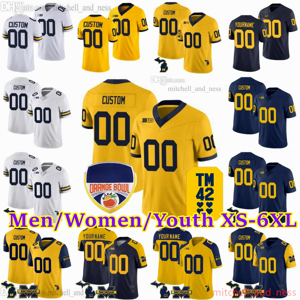 2023 Custom S-6XL NCAA Michigan Wolverines Football Jersey 9 J.J. McCarthy 2 Blake Corum 1 Roman Wilson 23 Michael Barrett 4 Jayden Denegal 16 Davis Warren 8 Tyler Morris