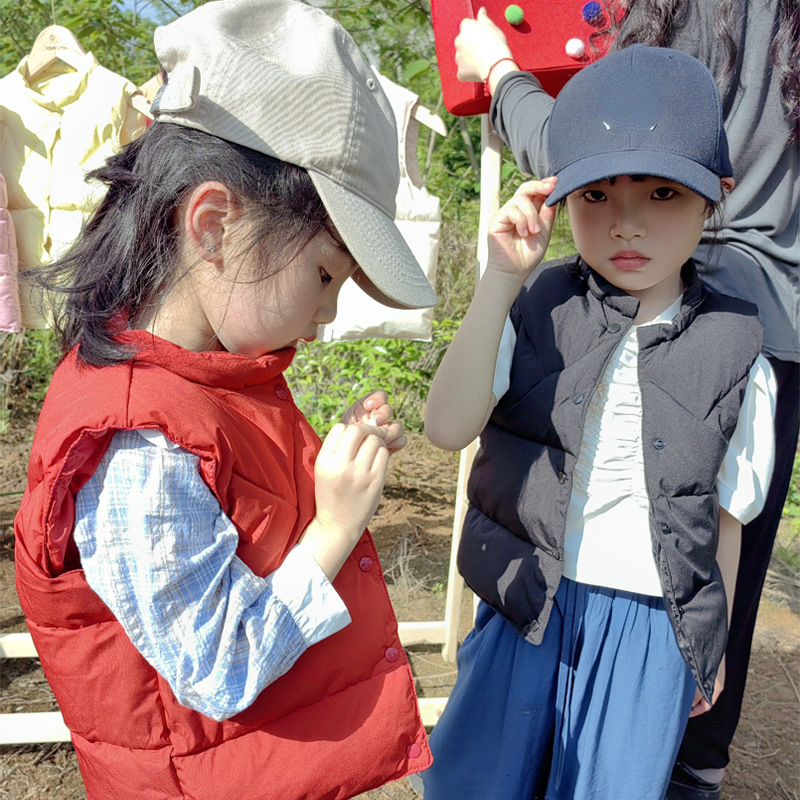 Waistcoat Korean Kids Warm Vest Winter Girls Boys Thicken Waistcoat Outerwear Children Teens Cotton Solid Color Jackets Vest for 1-6Years 230926