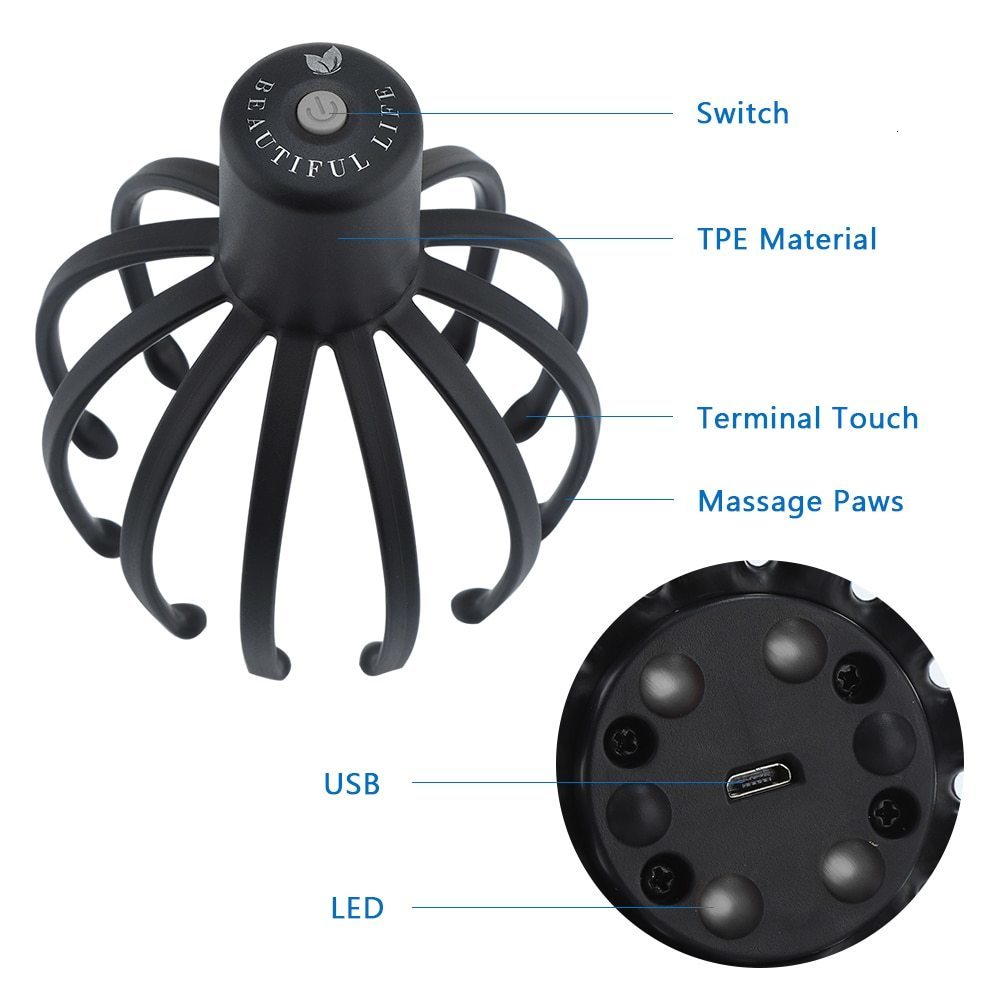 Head Massager Hailicare Electric Octopus Claw Scalp Massager Stress Relief Therapeutic Head Scratcher Stress Relief and Hair Stimulation 230926