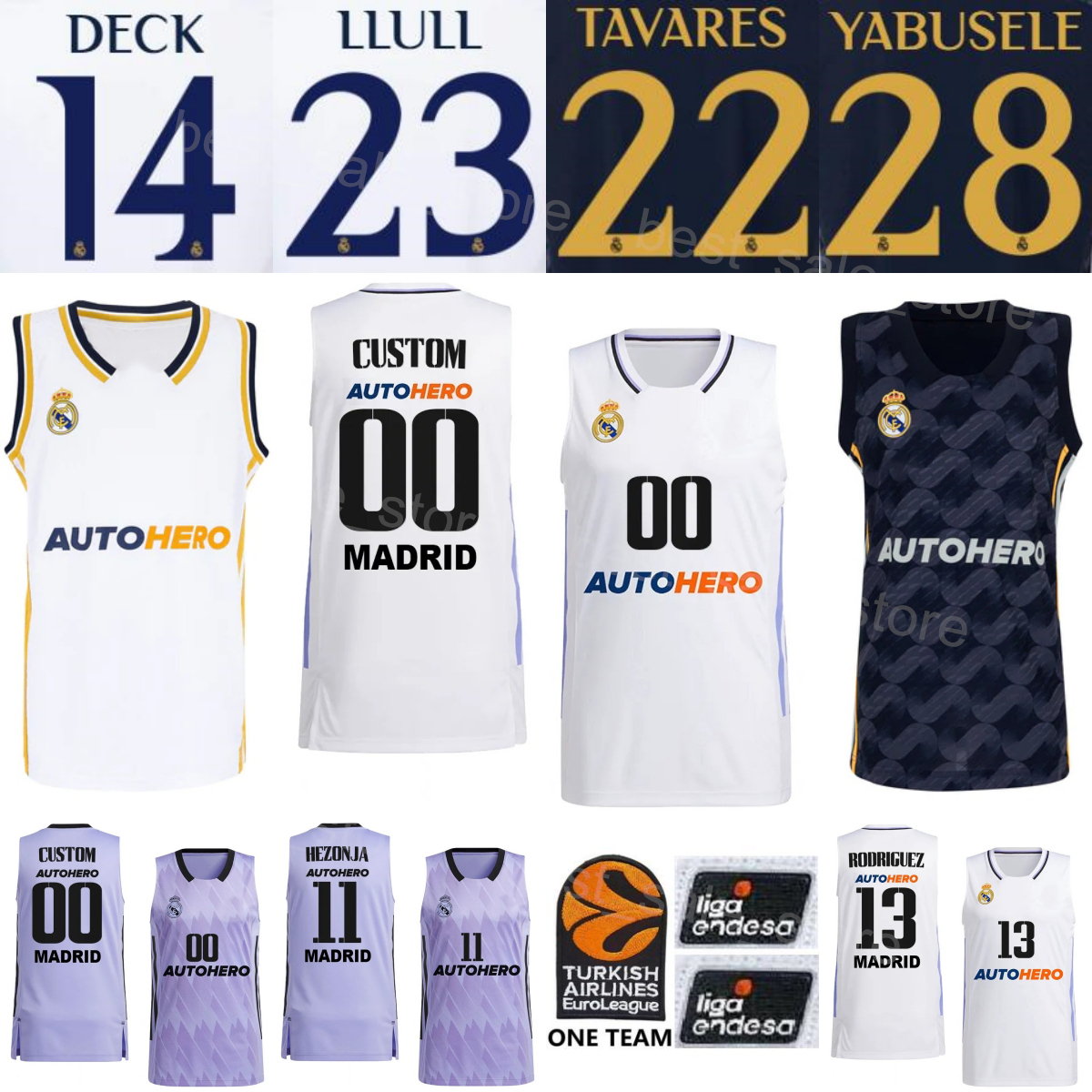 Print Basketball Baloncesto Liga A 22 Walter Tavares Jersey 6 Alberto Abalde 31 Dzanan Musa 23 Sergio Llull 28 Guerschon Yabusele 14 Gabriel