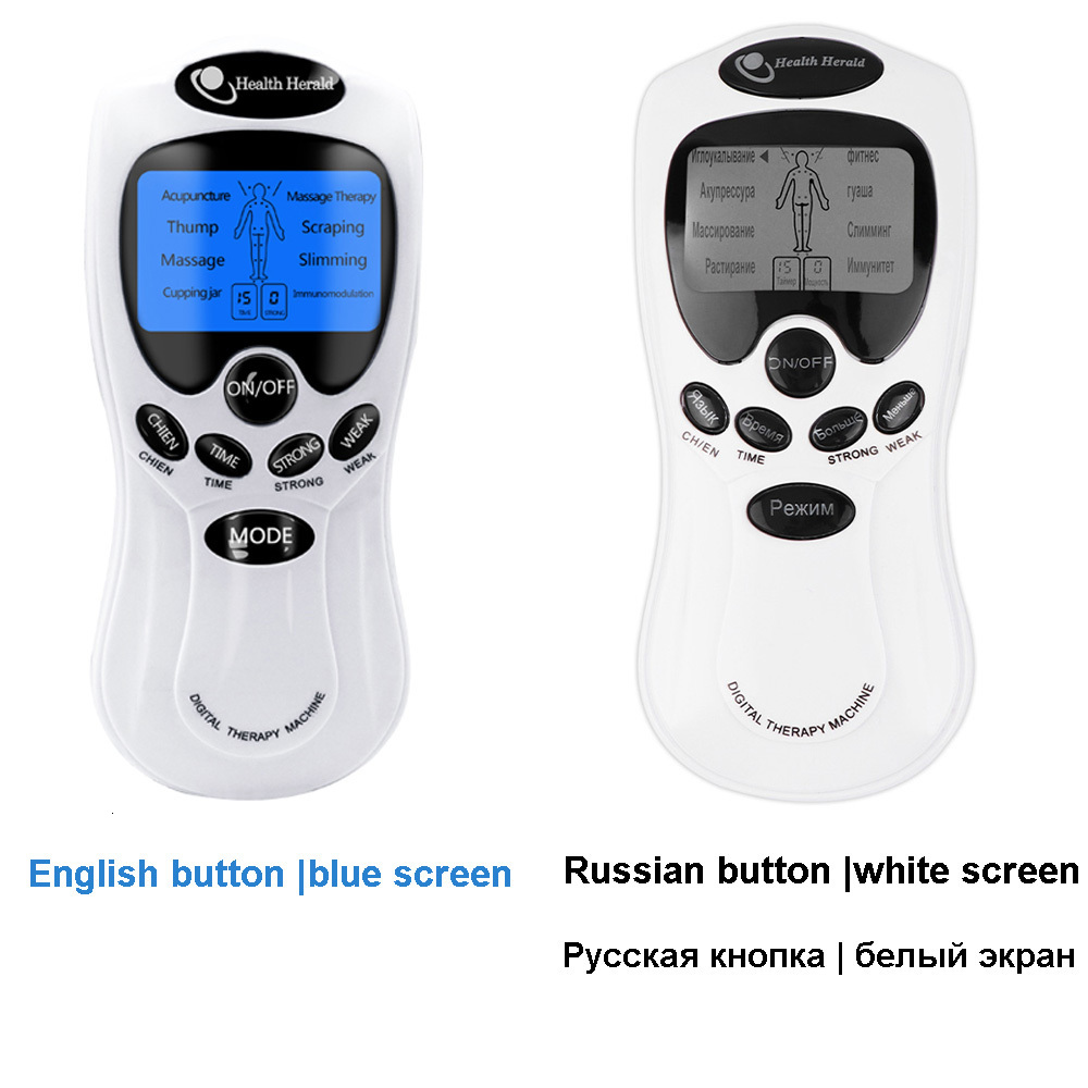 Portable Slim Equipment 8-Mode Electric Tens Muscle Stimulator Ems Acupuncture Face Body Massager Digital Therapy Herald Massage Tool Electrostimulato