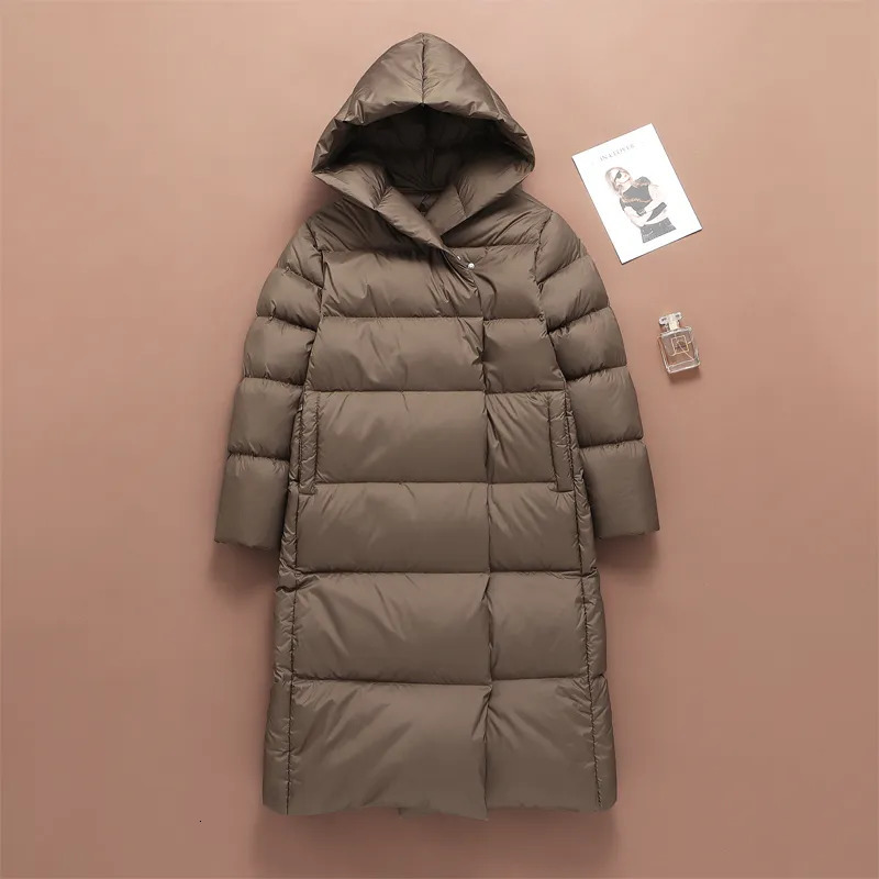 Womens Down Parkas Winter Coat Women Ultra Light Long Puffer Jacket Female Cusual Warm Thickening with Hood Outerear Overcoat Lady 230927