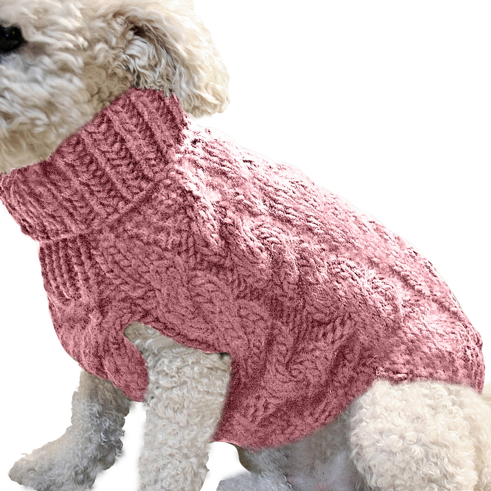 Dog Knitted Sweaters - Turtleneck - Classic Cable Knit Dog Jumper Coat Warm Sweartershirts Outfits for Dogs Cats in Autumn Winter - view 9