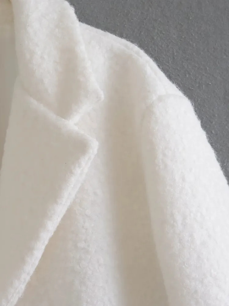 Womens Wool Blends Elegant Solid Women Coats Turn Down Collar Long Sleeve Single Breasted Loose Trench Jacket Female Vintage Casual Coat Lady 230927