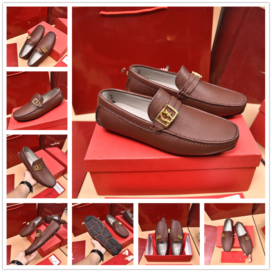 Designer High quality Formal Dress Shoes For Gentle designers Men Black Genuine Leather Shoesss Pointed Toe Mens Business Oxfords Casual shoes SIZE 38-46