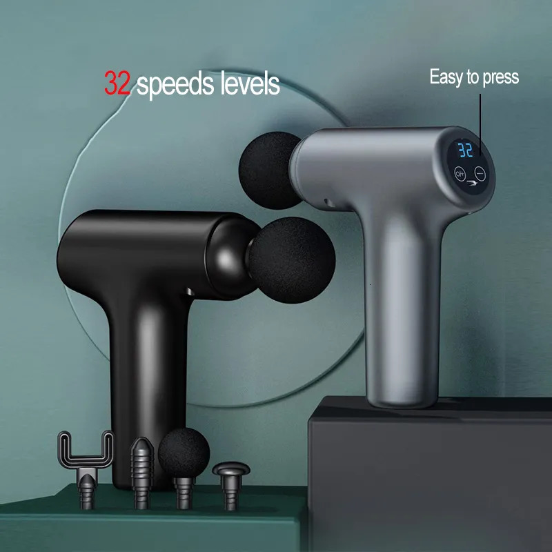 Full Body Massager LCD Massage gun Multi Style Electric Fascia Gun Slimming Relaxation Neck Back Foot Shoulder Percussion Mini Massager 32 speeds 2309