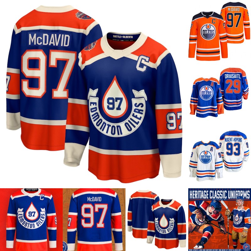 97 Connor McDavid 2023 Heritage Classic Jersey Leon Draisaitl Stuart Skinner Darnell Nurse Jack Campbell Ryan Nugent-Hopkins Edmonton Zach Hyman Oilers Jerseys