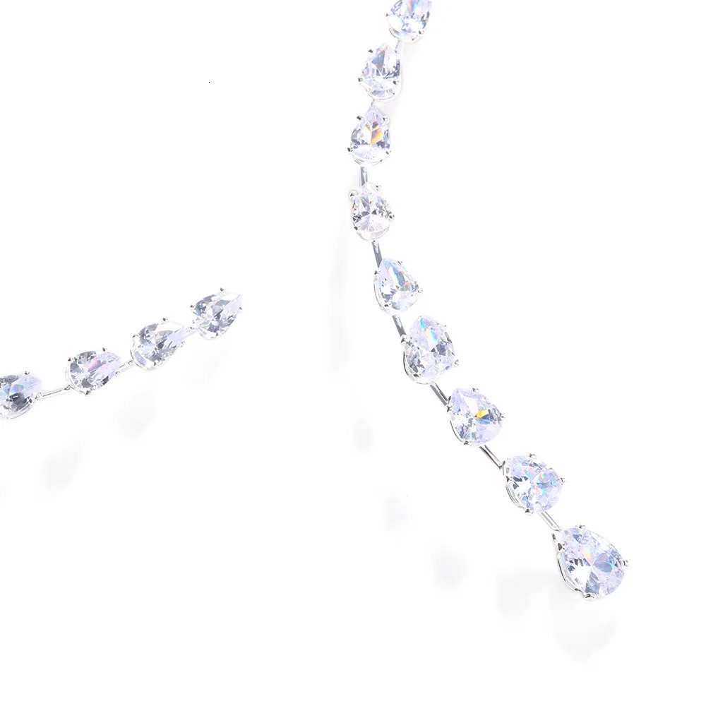 Chokers Stonefans Fashion Zircon Pendant Choker Water Drop for Women Vintage Clavicle Chain Crystal Collar Necklace Bridal Jewelry Gift 230927