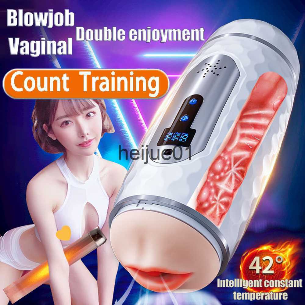 Masturbators Double Head Count Masturbation Cup Tongue Licking Real Vagina Pocket Pussy Blowjob Vibrator Adult Sexy Toys For Man Masturbator x092