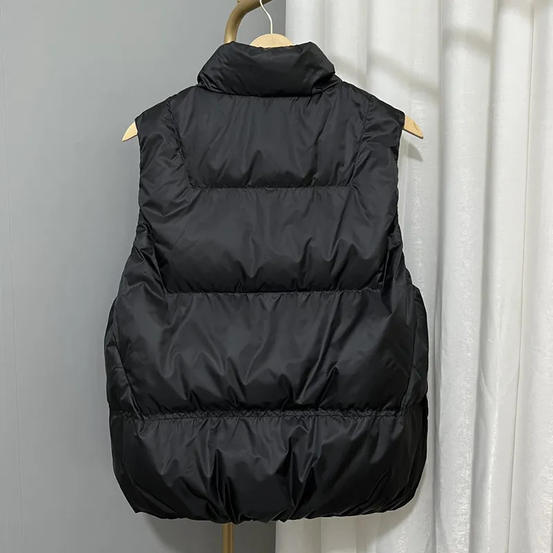 Womens Down Parkas Sleeveless Vest Standing Neck Short Single Breasted Lightweight Coat White Duck Tank Solid Color Top 230927